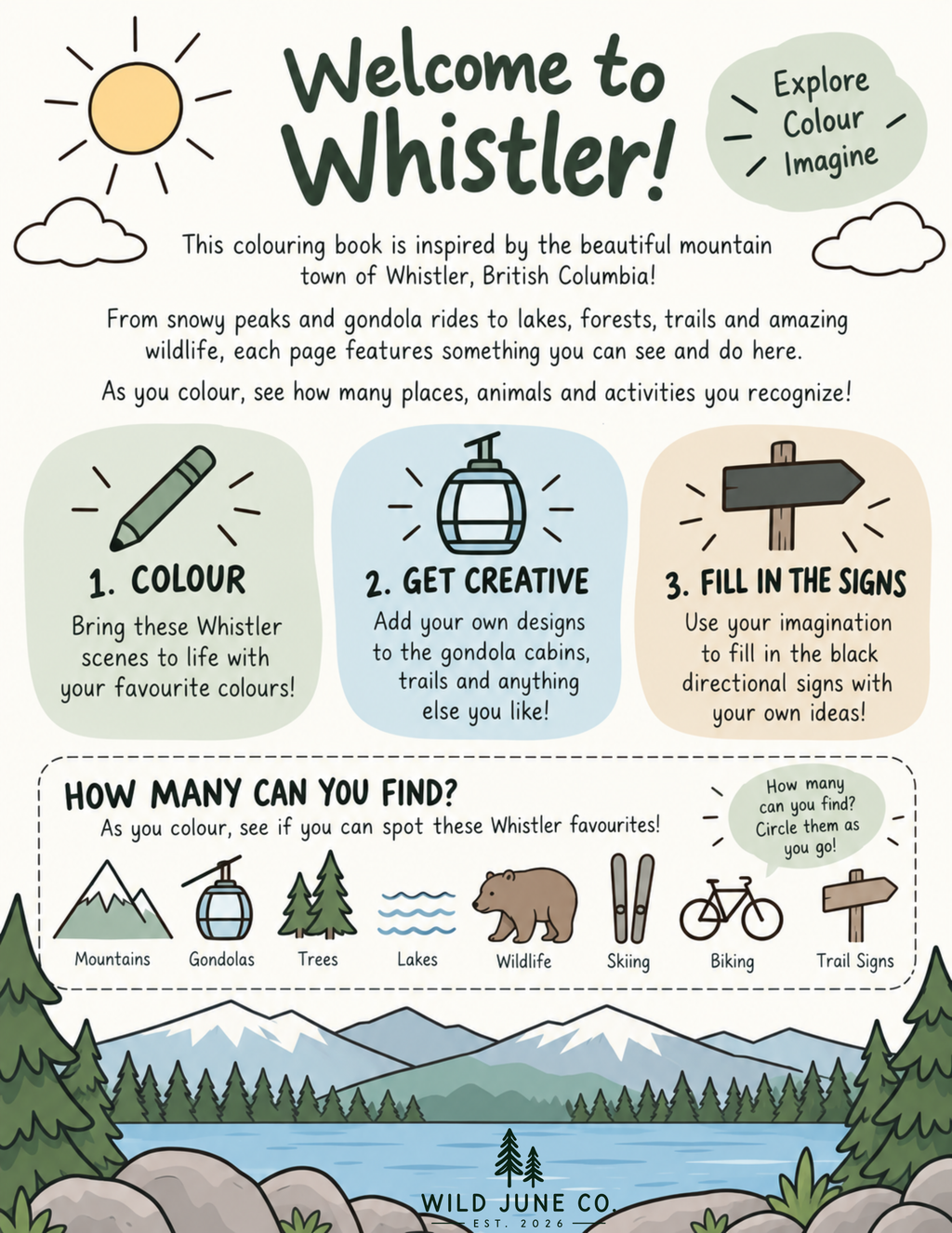 Whistler Adventures: Printable Kids’ Colouring Book