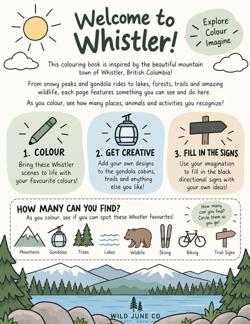 Whistler Adventures: Printable Kids’ Colouring Book
